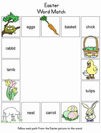 Easter Word Match Without Lines