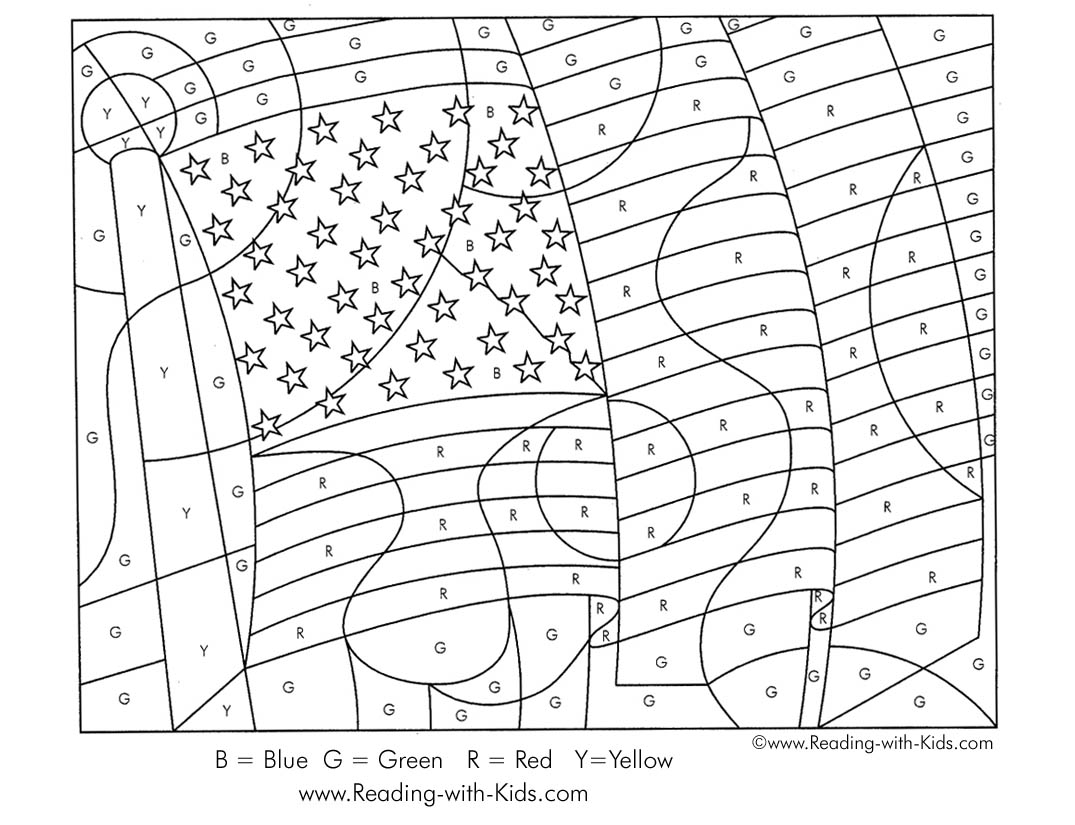 Fourth of July Color by Number Page