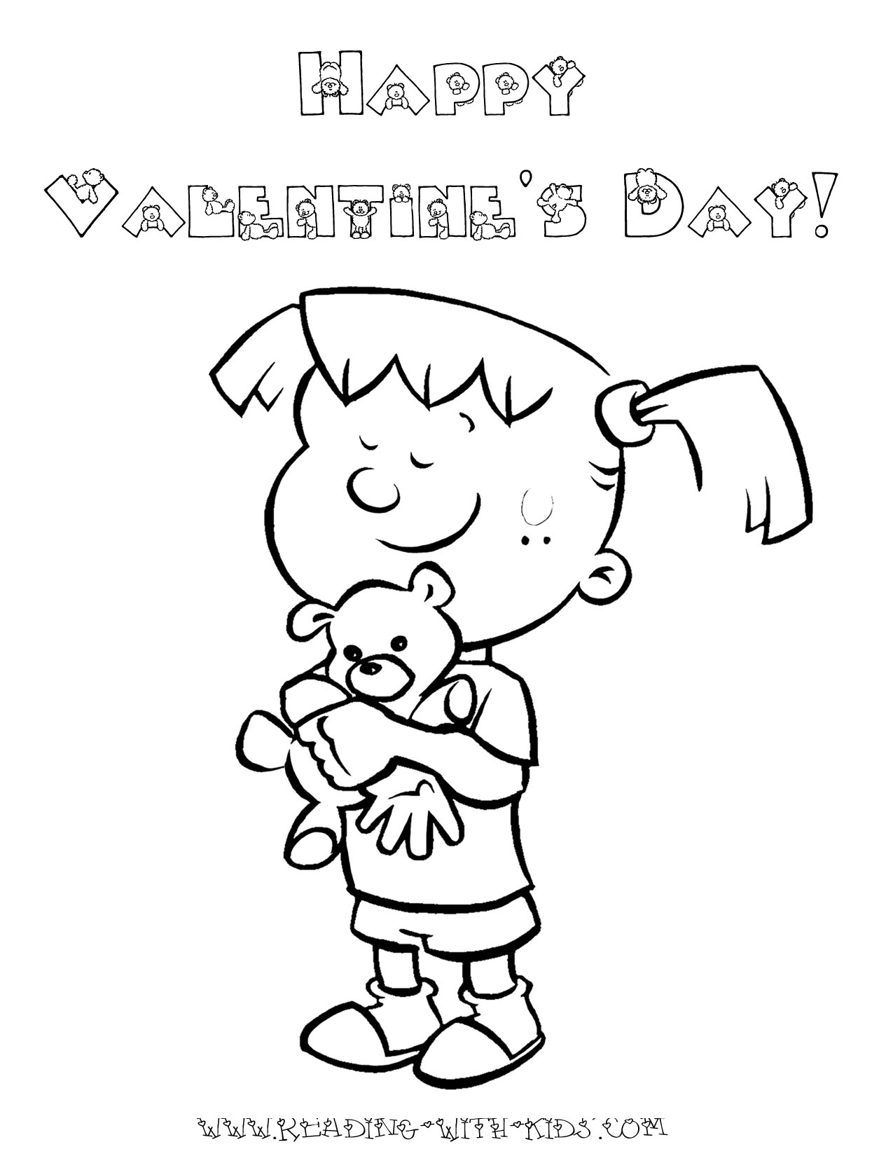 valentine teddy bear coloring pages - photo #29