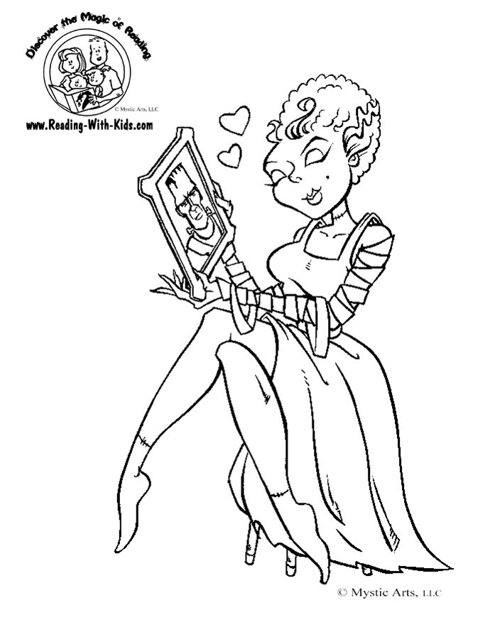 Halloween Bride of Frankenstein coloring page