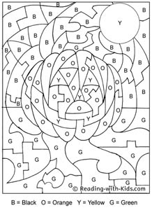 Halloween Color By Letter Jack-o-Lantern coloring page