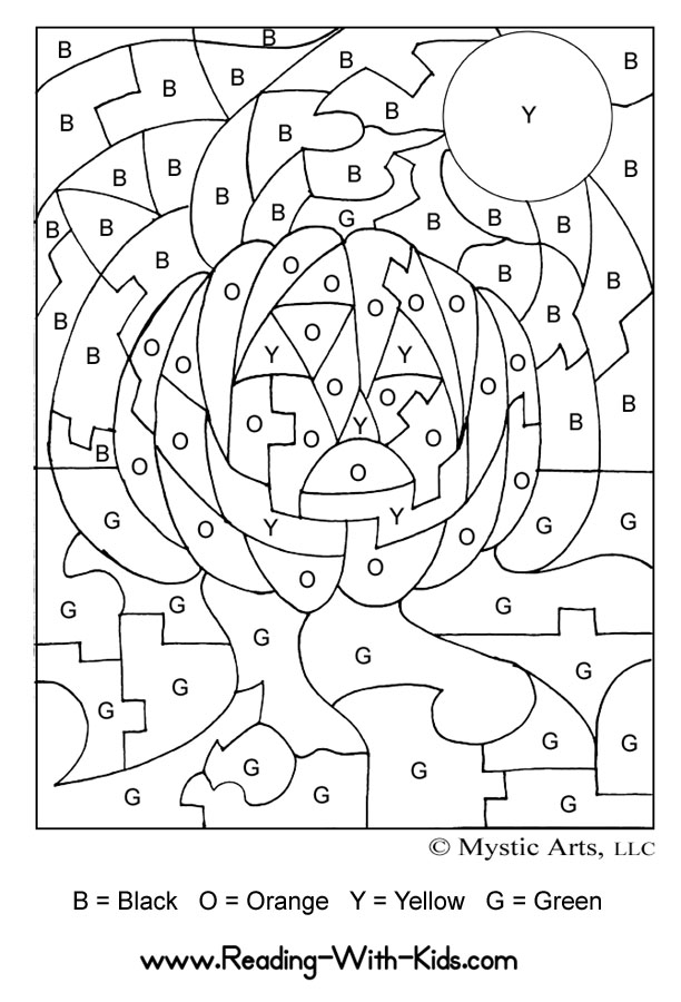 Halloween Color By Letter Jack-o-Lantern coloring page