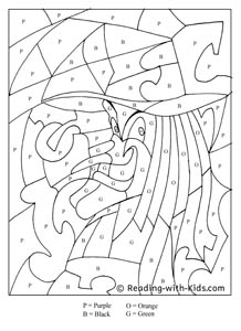 Halloween Color By Letter Witch coloring page