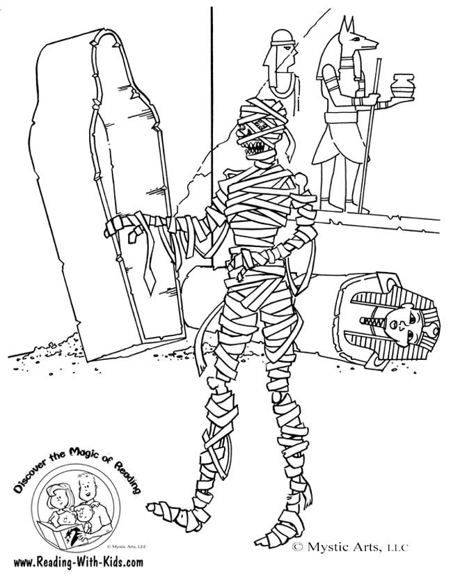 Halloween mummy coloring page