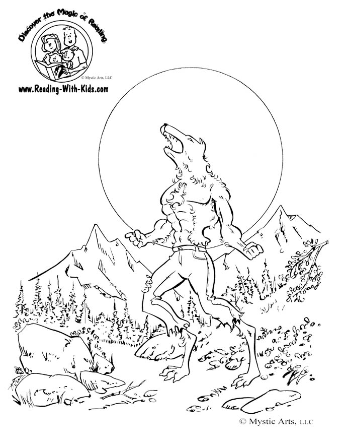 Halloween Wolfman Werewolf coloring page