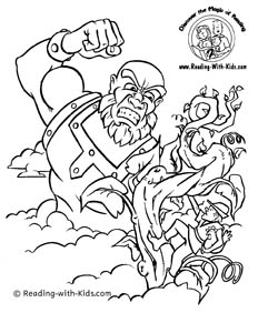 Jack and the Beanstalk fairy tale coloring page