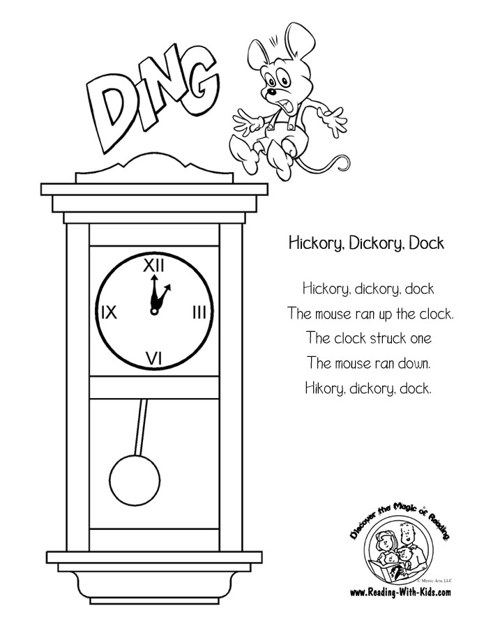 Hickory Dickory Dock coloring page