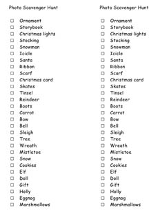 Phot Christmas Scavenger Hunt List