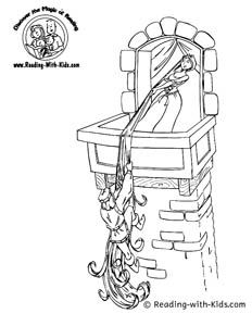 Rapunzel fairy tale coloring page