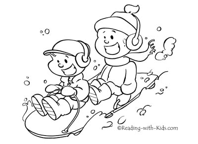 Winter Sledding coloring page
