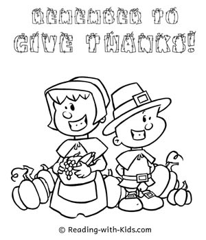 Thanksgiving Pilgrims Coloring Page