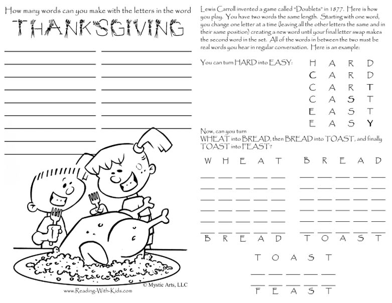 Thanksgiving Coloring Page Placemat